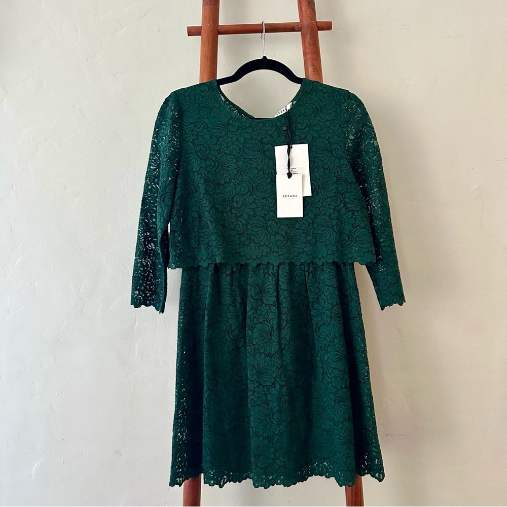Sézane Ebana Dress - Bottle Green (NWT, FR. 36 / US 4)